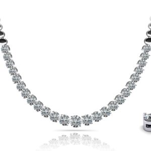 Graduated Diamond Strand Necklace With Shiny Links