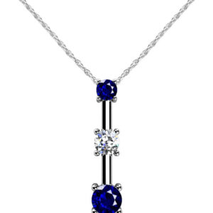 Four Prong Triple Stone Pendant In 18K 14K White Gold Or Yellow Gold