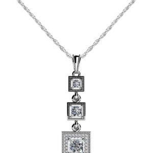 Triple Square Drop Pendant Available In 14K 18K Yellow White Or Platinum