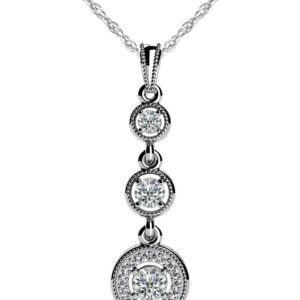 Triple Drop Diamond And Colored Stone Pendant In 18K 14K White Gold Or Yellow Gold