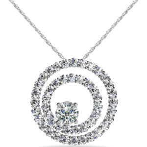 Off Center Diamond Circle Pendant In White Yellow Or Rose Gold