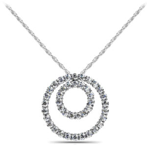Double Diamond Circle Pendant Available In 14K 18K Yellow White Or Platinum