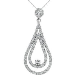 Double Teardrop Diamond Pendant In 14K 18K Or Platinum