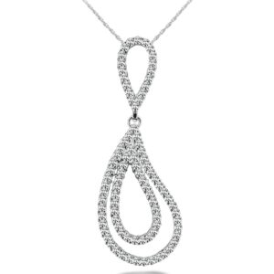 Wavy Teardrop Diamond Pendant