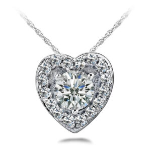 Diamond Center Heart Pendant In Platinum Or Gold