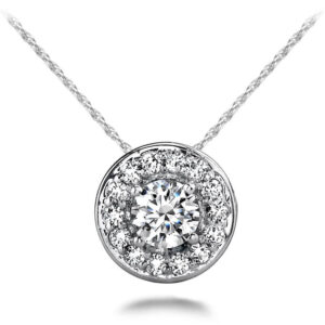 Round Diamond Centered Pendant In White Yellow Gold Or Platinum