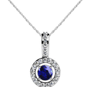Gemstone Focus Diamond Circle Pendant In White Gold Yellow Gold And Platinum