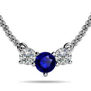 Gemstone Center Horizontal Diamond Pendant In 14K 18K Yellow White Or Rose Gold