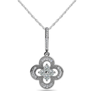 Lucky Four Diamond Pendant In Yellow White Gold Or Platinum