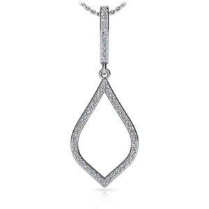 Open Leaf Design Diamond Pendant In 14K 18K White Yellow Gold Platinum
