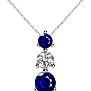 Three Prong Triple Gemstone Pendant In White Gold Yellow Gold And Platinum