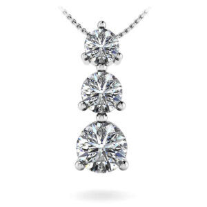 Three Prong 3 Stone Pendant In 18K 14K Yellow Gold Or White Gold