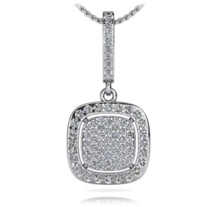 Square Shaped Diamond Cluster Pendant With Gap