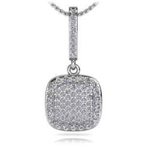 Square Shaped Diamond Cluster Pendant Available In Gold Or Platinum