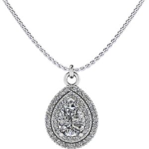 Double Halo Vintage Teardrop Diamond Pendant