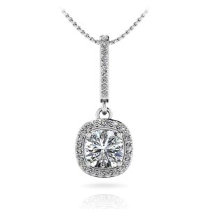Ravishing Cushion Cut Diamond Drop Pendant In White Yellow Gold Or Platinum