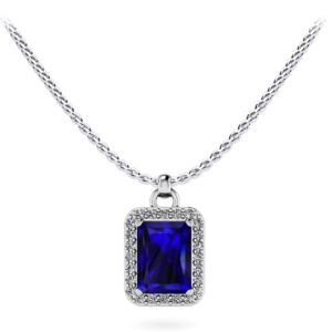 Enchanting Emerald Cut Gemstone Diamond Halo Pendant
