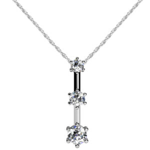 Triple Star 3 Stone Diamond Drop Pendant In 18K 14K Gold Or Platinum