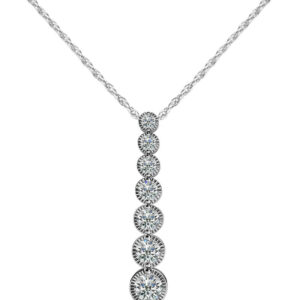 Milgrain Graduated Diamond Drop Pendant
