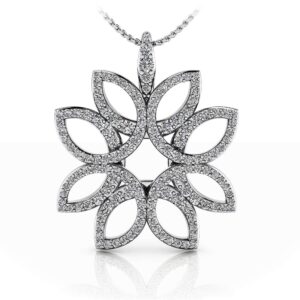 Exotic Flower Diamond Pendant Available In 14K 18K Yellow White Or Platinum