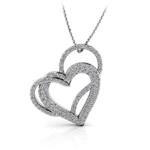 Cascading Diamond Heart Pendant Necklace