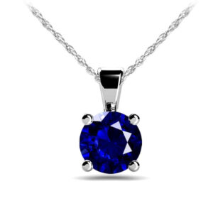 Gemstone Solitaire Pendant Necklace In Yellow White Gold Or Platinum