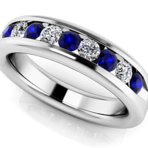Gemstone And Diamond Channel Band In Platinum Or Gold