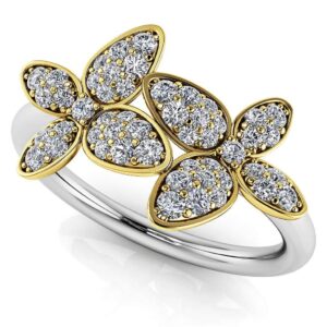 Sparkling Butterfly Diamond Ring Available In White Yellow Rose Gold Or Platinum