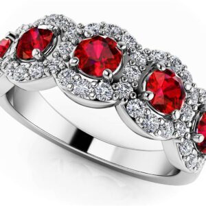 Blooming Color Gemstone Anniversary Ring In White Yellow Or Rose Gold