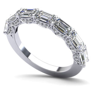 Emerald Cut Diamond Ring With Sash Setting