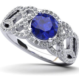 Woven Gemstone Anniversary Ring With Diamond Accents