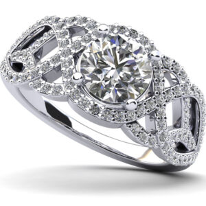 Woven Anniversary Ring With Round Center Diamond