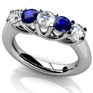 Detail Mounted Alternating Diamond Ring In Yellow Gold White Gold And Platinum