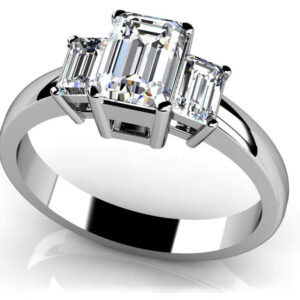 Emerald Cut 3 Stone Engagement Ring
