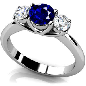 Round Gemstone and Diamond Engagement Ring