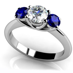 Round Diamond and Gemstone Engagement Ring