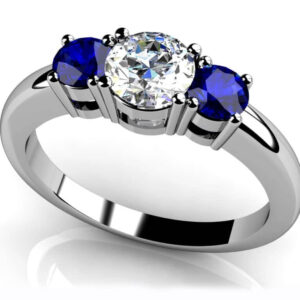 Gemstone Accent Three Stone Engagement Ring