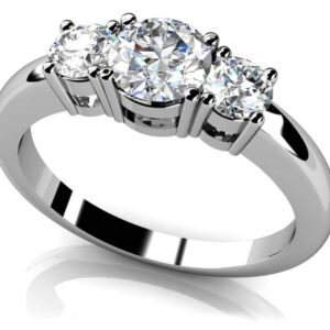 Rounded Band 3 Stone Engagement Ring