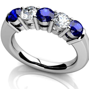 Prong Set Gemstone And Diamond Ring