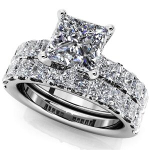 Princess Allure Diamond Bridal Set In 14K 18K White Yellow Gold Platinum