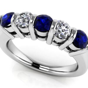 Bordered Gemstone And Diamond Band Available In White Yellow And Rose