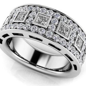 Princess Cut Four Row Diamond Ring In 14K 18K White Yellow Or Rose Gold