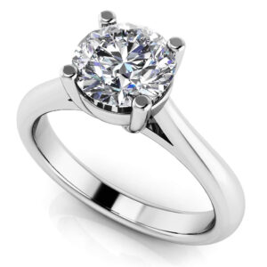 Classic Four Prong Round Cut Solitaire Ring In 14K 18K White Yellow Gold Platinum