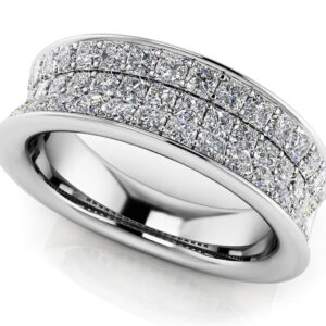 Princess Cut Three Row Anniversary Ring Available In Platinum Or Gold