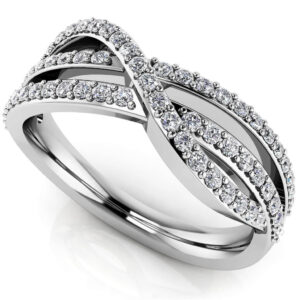 Dazzling Three Row Anniversary Ring In 18K 14K Yellow White Gold Or Platinum