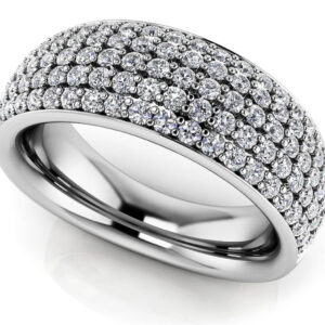 Five Row Prong Set Diamond Anniversary Band In 14K 18K Yellow White Or Rose Gold