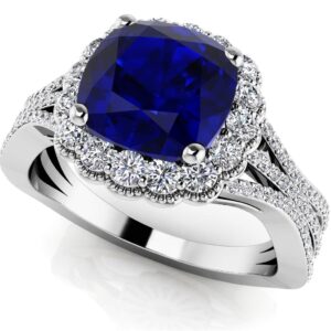 Vintage Cushion Cut Gemstone Anniversary Ring Available In Platinum Or Gold