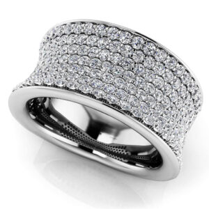 Concave 7 Row Diamond Anniversary Ring Available In Gold Or Platinum