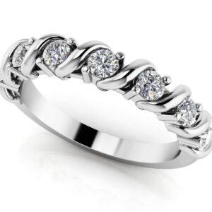 Swirl Diamond Anniversary Ring In Yellow White Gold Or Platinum