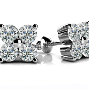 Quad Block Diamond Studs Solitaire Earrings